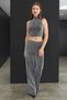 Elastic Belt with Stones and Glitter Palazzo Pants