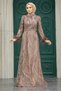 Silvery Copper Hijab Evening Dress 23061Bkr - 2