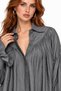 Anthracite Women's Oversized Gathered Off-Shoulder Textured Shirt - Cuff Detail - 3