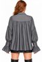 Anthracite Women's Oversized Gathered Off-Shoulder Textured Shirt - Cuff Detail - 5