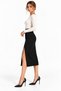 Black Slit Detailed Midi Woven Skirt - 5
