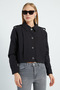 Pleated Double-Breasted Collar Cropped Trench Coat - 5