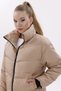 Women's Taupe Padded Puffer Coat - High Neck, Water-Resistant - 4