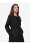 Wide Collar Long Sleeve Pocketed Buttoned Belted Double Breasted Gabardine Long Trench Coat - 3