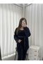 Navy Blue Lingerie Velvet Dressing Gown Women's Pajamas Set - 6