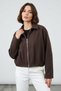 Women's zip-up lined faux leather bomber jacket - brown
