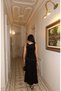 Leopard Print Long Satin Dress — Black - 2
