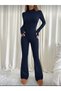 Navy Premium - Trending Colors: Zipper-Front Top and High-Leg Flared Leggings Set - 7
