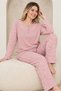 Women's Plus Size Stretch Fabric Long Sleeve Pajama Set - Powder 30277