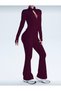 Burgundy-Premium - Trending Colors: Zipper-Front Top and High-Leg Flared Leggings Set - 7