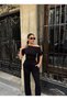 Oysho Fabric Off-Shoulder Two-Piece Set — Black - 3