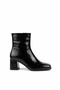 Women's Genuine Leather Medium Heeled Office Boots Shhn.1240 Black Honeycomb