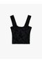 Slim Fit Velvet Floral Print Corset Blouse with Thick Straps and Tulle Lining. - 7