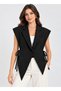 Women's Jacket Vest Sleeveless Crossback Collar Side Tie Lined - 2