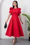 Atlas Dress with Ruffled Sleeves and Belt DKS1213 - 3