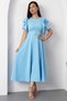 Atlas Dress with Ruffled Sleeves and Belt DKS1213 - 5