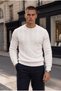 Leone Anti-Peeling Anti-Pilling Hairless Knitted Crew Neck Men's Sweater - Ecru - 3