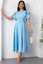 Atlas Dress with Ruffled Sleeves and Belt DKS1213 - 3