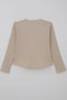 Girl's Long Sleeve T-Shirt with Heart Embroidery on Sleeves and Button Accessory Detail, Ages 9-14, Beige - 5
