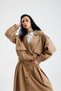 Izla bomber jacket, with pockets, buttoned at the bottom, deep v-neck, trench coat fabric.