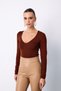 V-Neck Crop Knitwear - Brown - 4