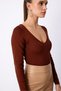 V-Neck Crop Knitwear - Brown - 6