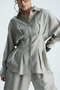 Agapi Stone-Colored Belted Shirt and Trousers Set - 2