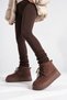 Women's bitter brown winter fur-lined thick-soled boots tr04mk02d