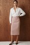 Midi Length Tweed Skirt - Powder