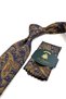 Navy Blue Paisley Pattern Classic Tie with Handkerchief Kk13122 - 4