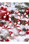 Christmas Pine Tree Ornament Small Size Candy Cane Red White 6 Pieces Candy Cane Ornament 7cm - 9
