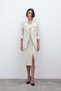 Silvery Midi Length Tweed Skirt - Beige - 5