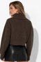 Women's Crop Length Zipper Collar Cardigan Ribbed Textured Casual Knitwear Cardigan - 3