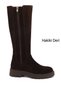 Women's Brown Suede Zippered Rubber Sole Genuine Leather Boots
