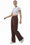 Women's Brown Palazzo Trousers with Velcro Waist - 4