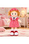 Cloth Doll with Strawberry Dress Pattern—Plush Toy, Gift for Girls, 60 cm, RED/YELLOW - 6