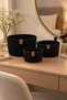 Natural Wicker Knitted 3-Piece Black Stripe Multi-Purpose Wicker Basket/Bathroom Organizer - 4