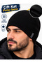 Men's Double-Layer Fleece Beanie+Black+Thermal+Flexible+Keeps Warm+Anti-Pilling+No Pilling