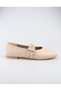 Beige Cream Color Studded Double Buckle Women's Ballerinas |   Daily Comfortable Flat Sole Mary Jane Shoes Fashion - 5