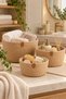Natural Wicker Knitted 3-Piece Cream Striped Multi-Purpose Wicker Basket/Bathroom Organizer