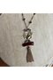 Zr Bird Patterned Stone Chain Necklace - 5