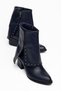 Women's Pointed Toe Navy Blue Leather Detailed Heeled Boots - 2
