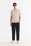 Men's Beige Polo Collar Zippered Rayon Blended Regular Fit Knitwear T-Shirt A61Y5009 - 7