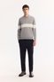 Men's Gray Polo Neck Zippered Striped Knitwear Regular Fit Sweater A52Y5090 - 7