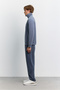 Men's Indigo Stand Collar Zippered Modal Blend Soft Touch Regular Fit Sweatshirt A62Y1271 - 3