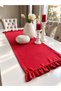 Inci Vintage Ruffled Red Runner (Without Embellishments)