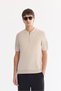 Men's Beige Polo Collar Zippered Rayon Blended Regular Fit Knitwear T-Shirt A61Y5009