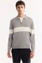 Men's Gray Polo Neck Zippered Striped Knitwear Regular Fit Sweater A52Y5090 - 2