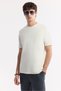 Men's Ecru Crew Neck Cotton Jacquard Elastane Regular Fit T-Shirt A51Y1012 - 5