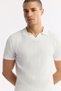 Men's Ecru Polo Neck Rayon Knitwear Regular Fit T-Shirt A51Y5015 - 2